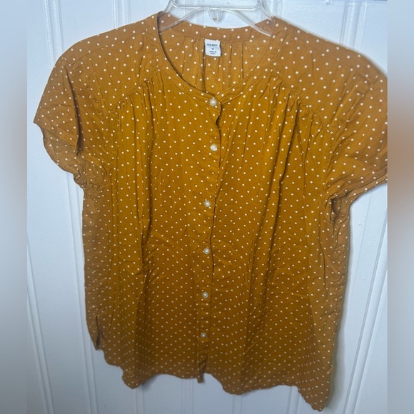 Old Navy Tops - Orange Old Navy Button Front Blouse with Polka Dots - Medium